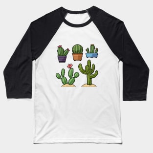 Pixel Cactus Set Baseball T-Shirt